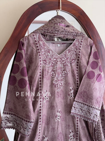 Embroidered Printed Suit Set-2003-6