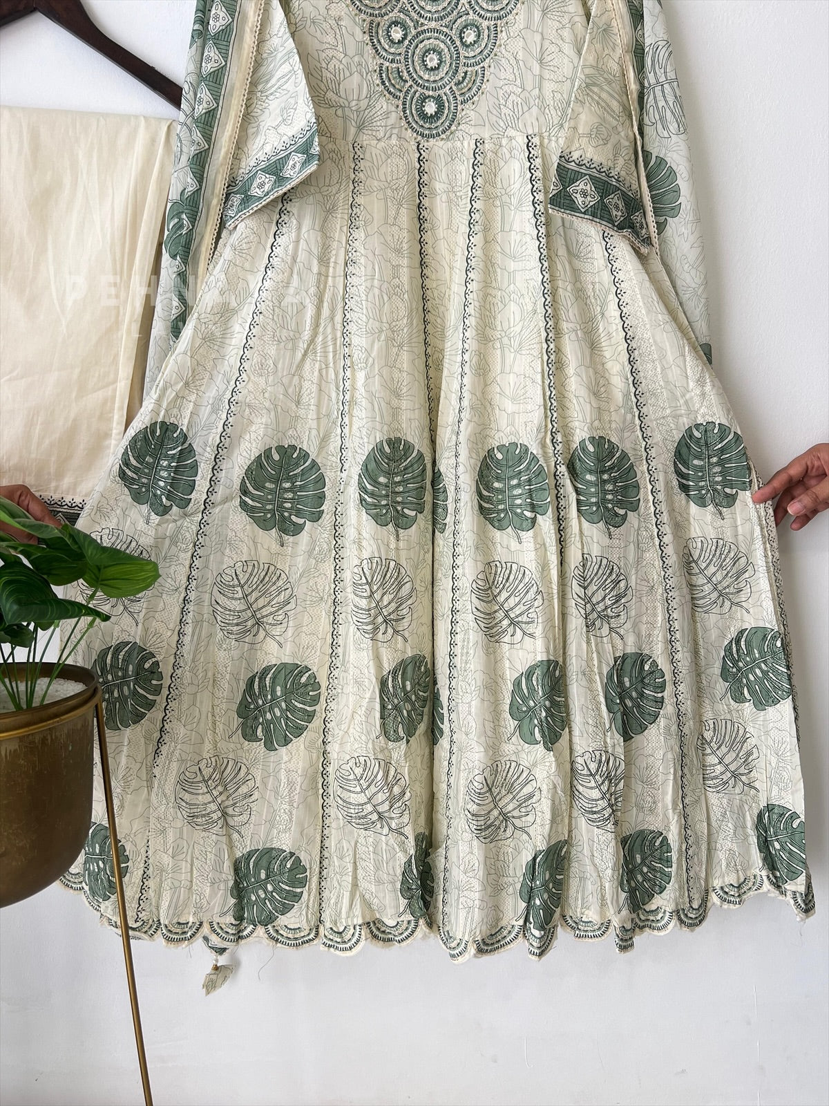 Pure cotton embroidered Anarakali suit - Pehnava Lawns