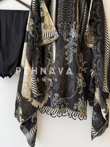 Signature stitched Suit-407 Black