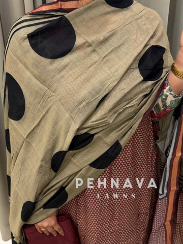 Maheshwari Unstitched Suit With Polka Dot Dupatta-4559