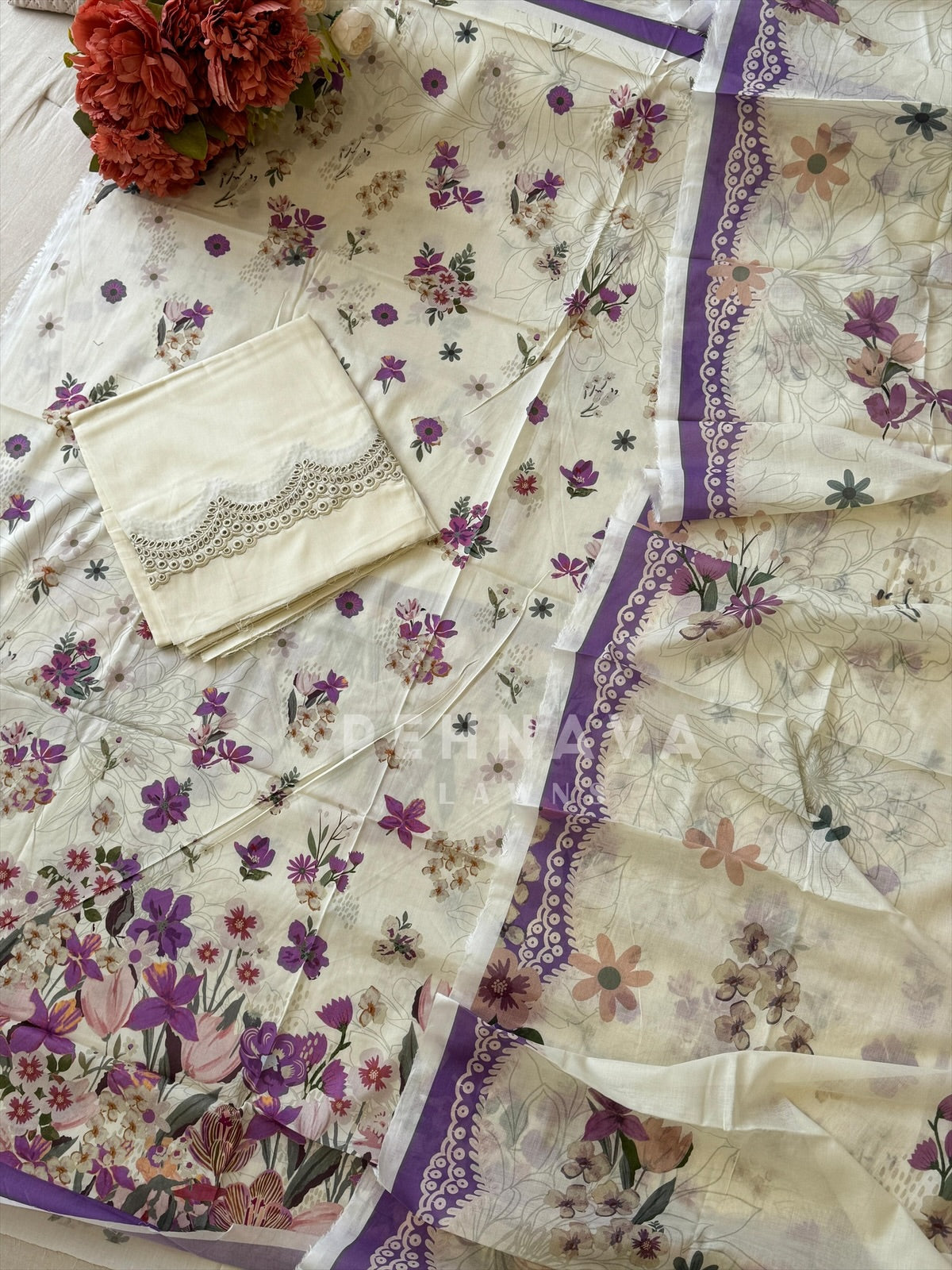 Premium Khaadi Bottom Embroideres Lawn Suit-KS06