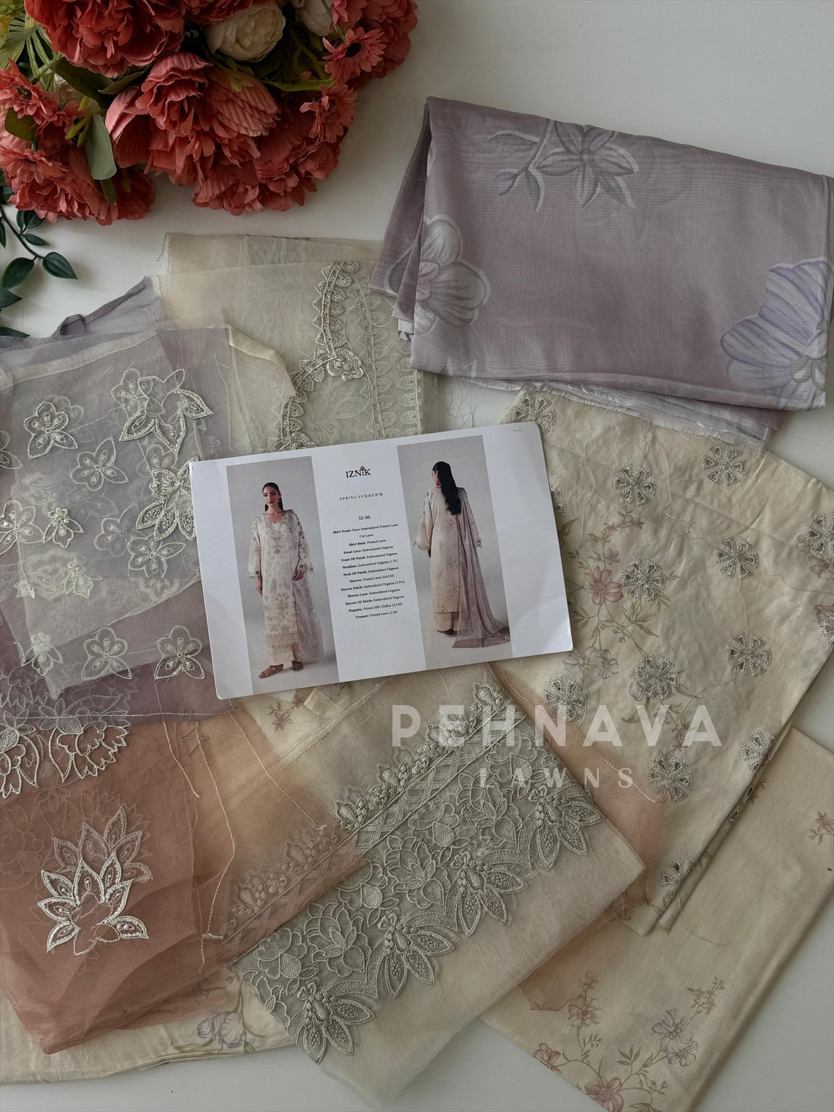 IZNIK Embroidered Printed Lawn SS-06