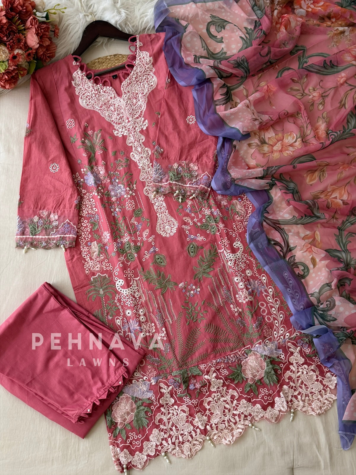 Floral Embroidered Suit Set 1666