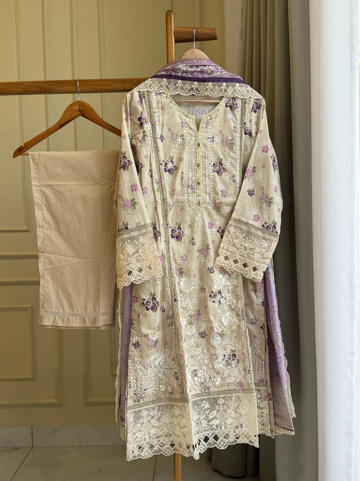 Signature Lawn Suit Featuring Cutwork-9