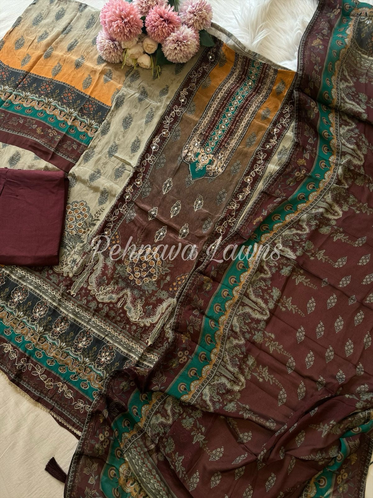 Trendy Festive Crepe Suit-1995