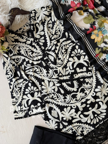 Printed casual suit with Cotton dupatta-1066