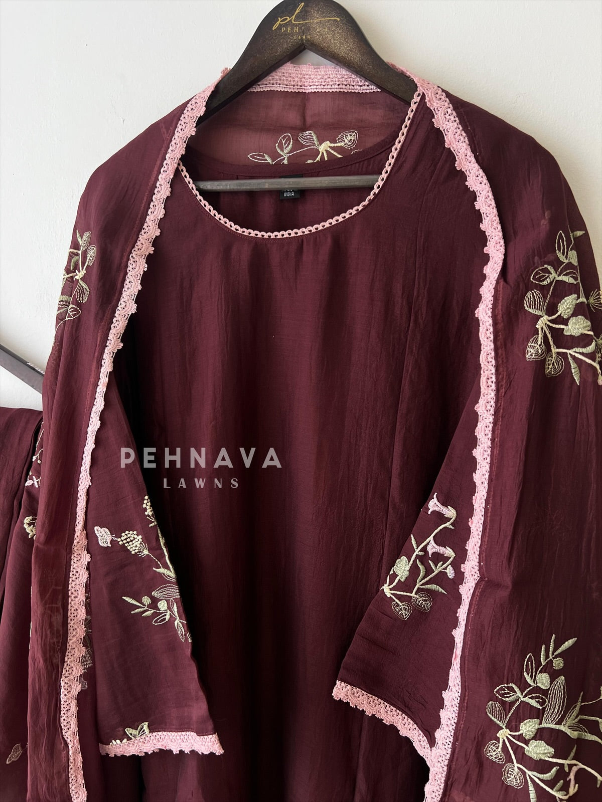 Lace-Trimmed Embroidered Suit-4139 - Pehnava Lawns