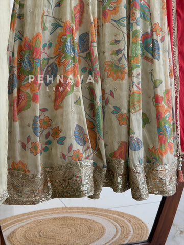 Floral Printed Anarkali Ensemble-5523