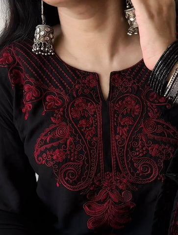 Black Bell Sleeved Pure Lawn Suit 166