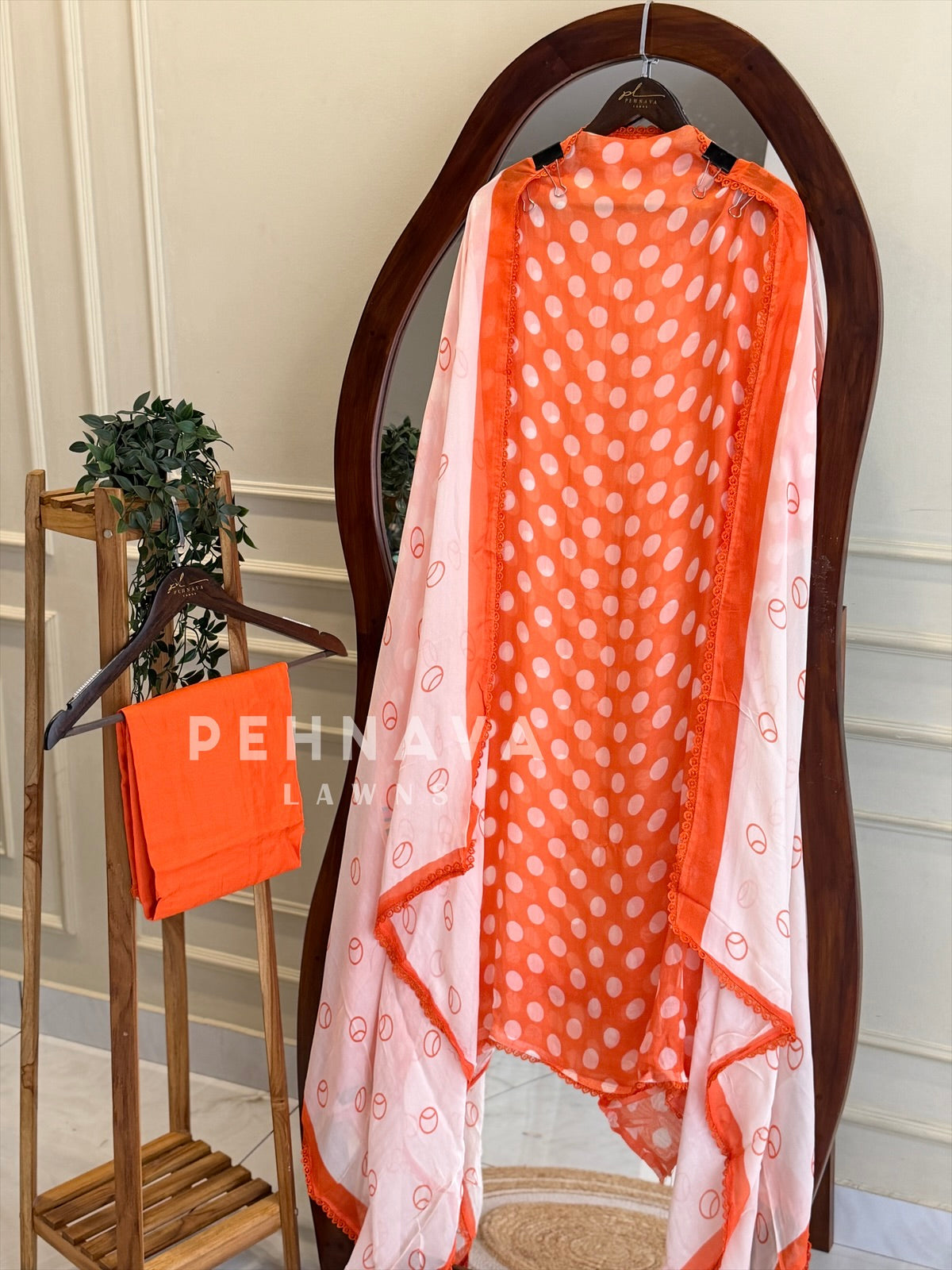Polka Dot Unstitched Suit-3584