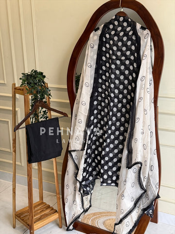 Polka Dot Unstitched Suit-3584