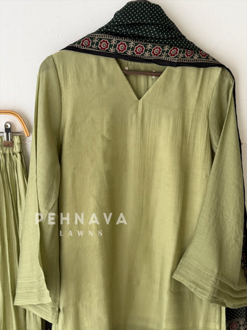 Farshi Shalwar Set with Ajrak Printed Dupatta-B269
