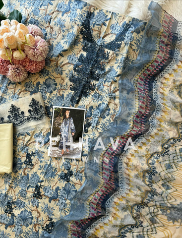 Floral embroidered cotton suit -1133