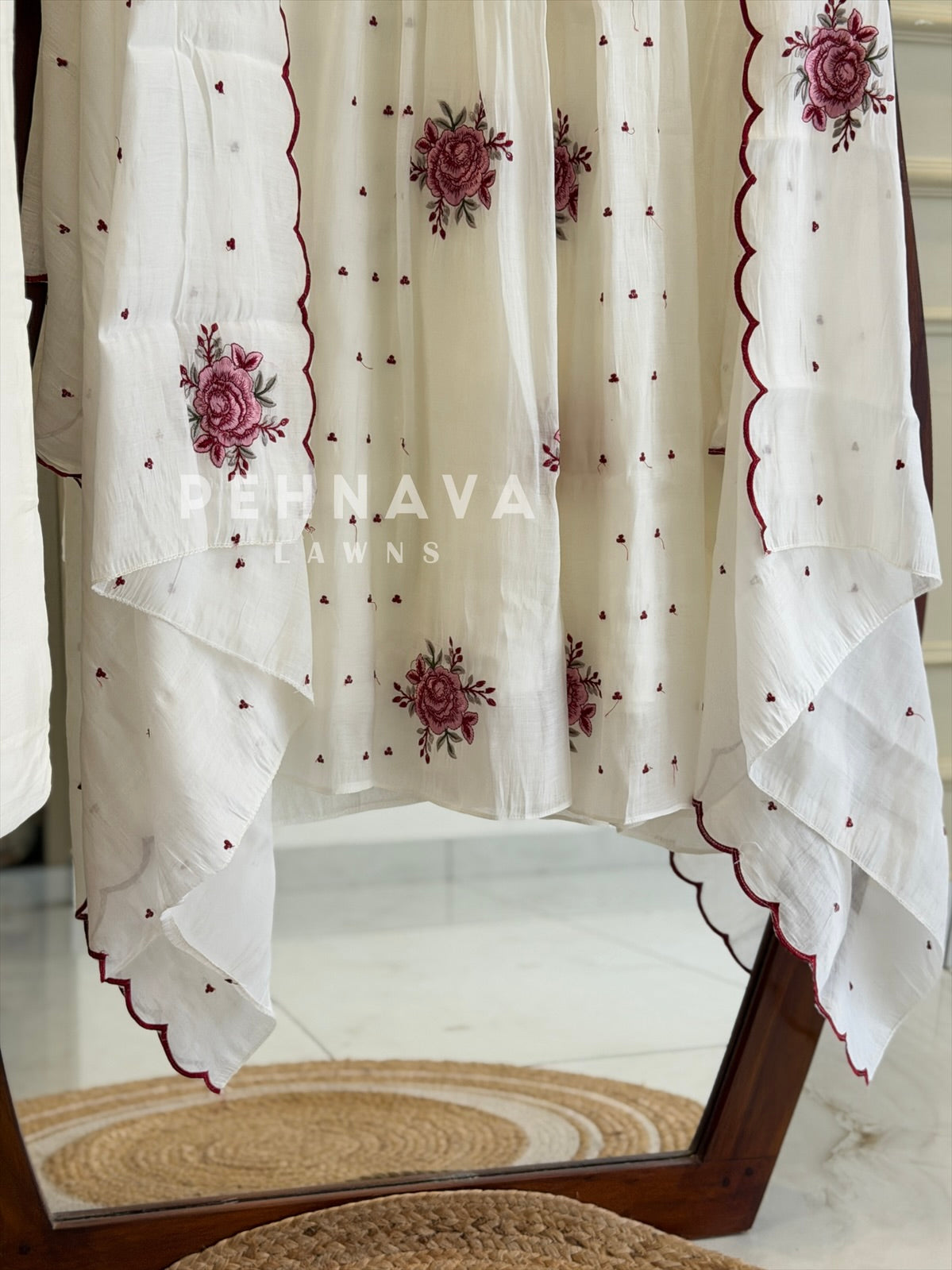 Pintuck Floral Embroidered Ensemble
