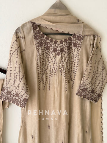 Embroidered Imported Three Piece Ensemble-13418