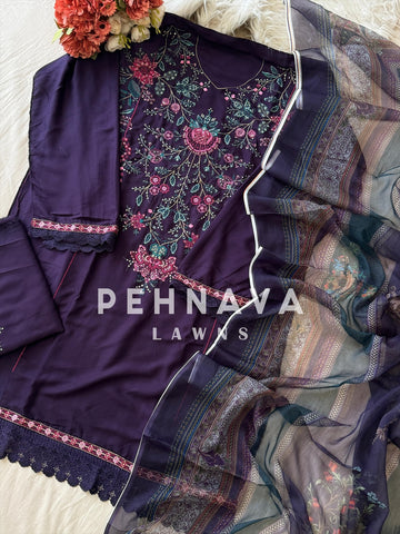 Floral Embroidered Rayon Suit