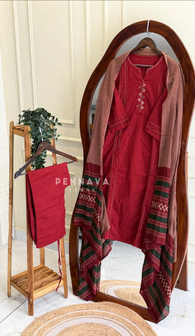 Mirror Embroidered Three Piece Set