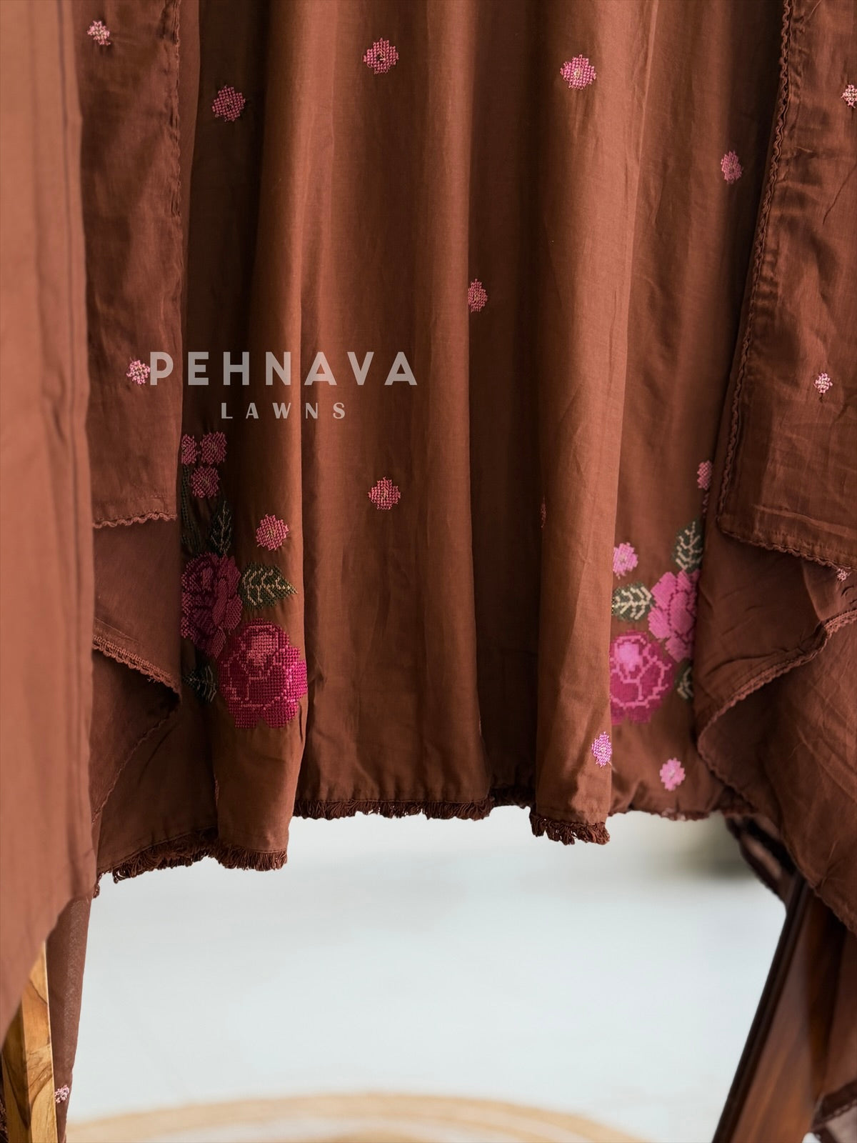 Floral Embroidered Cotton Suit
