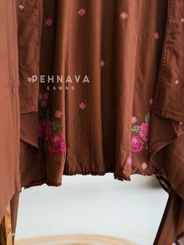Floral Embroidered Cotton Suit