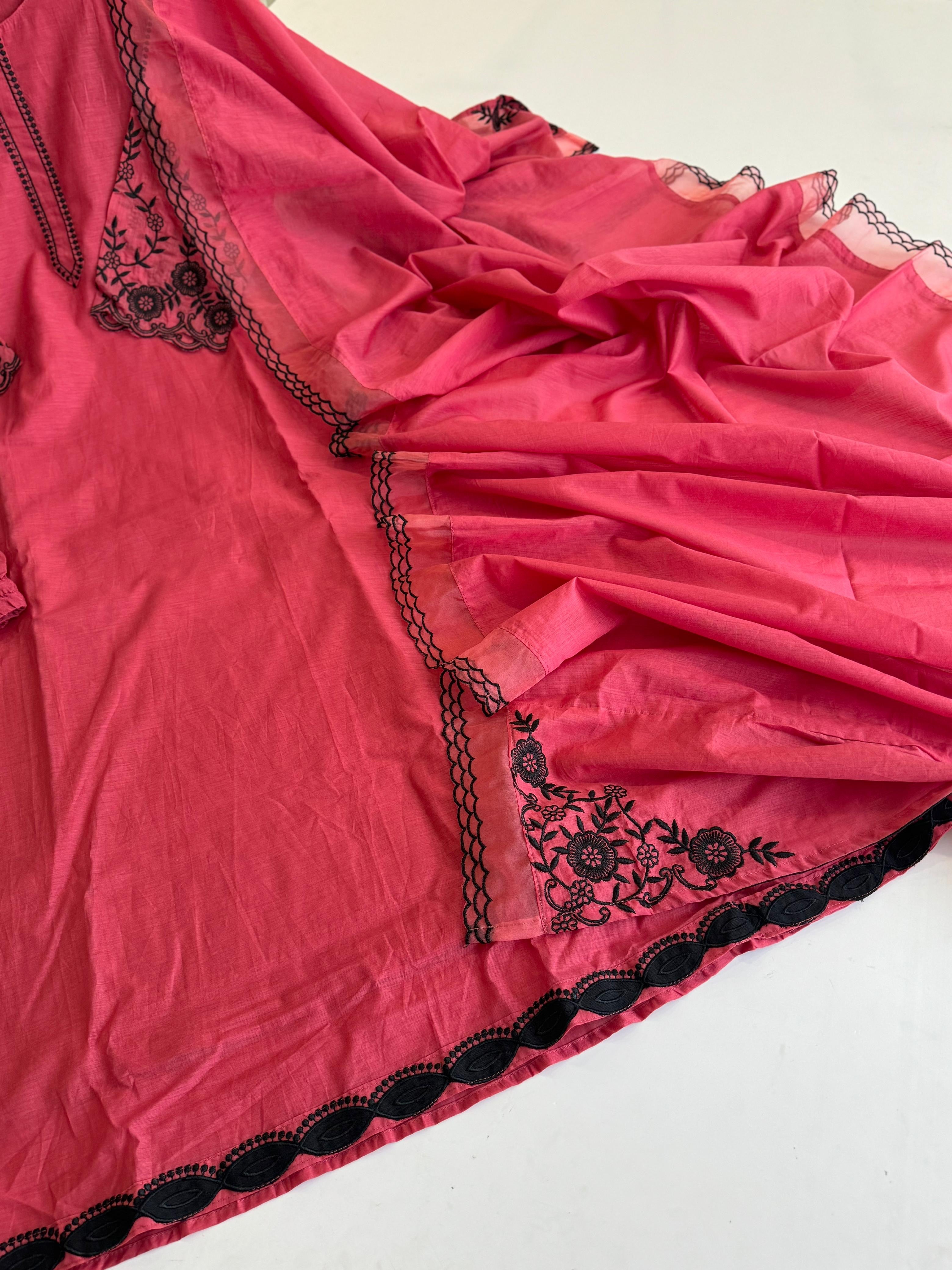 Mul-Chandheri Flared Embroidered Suit