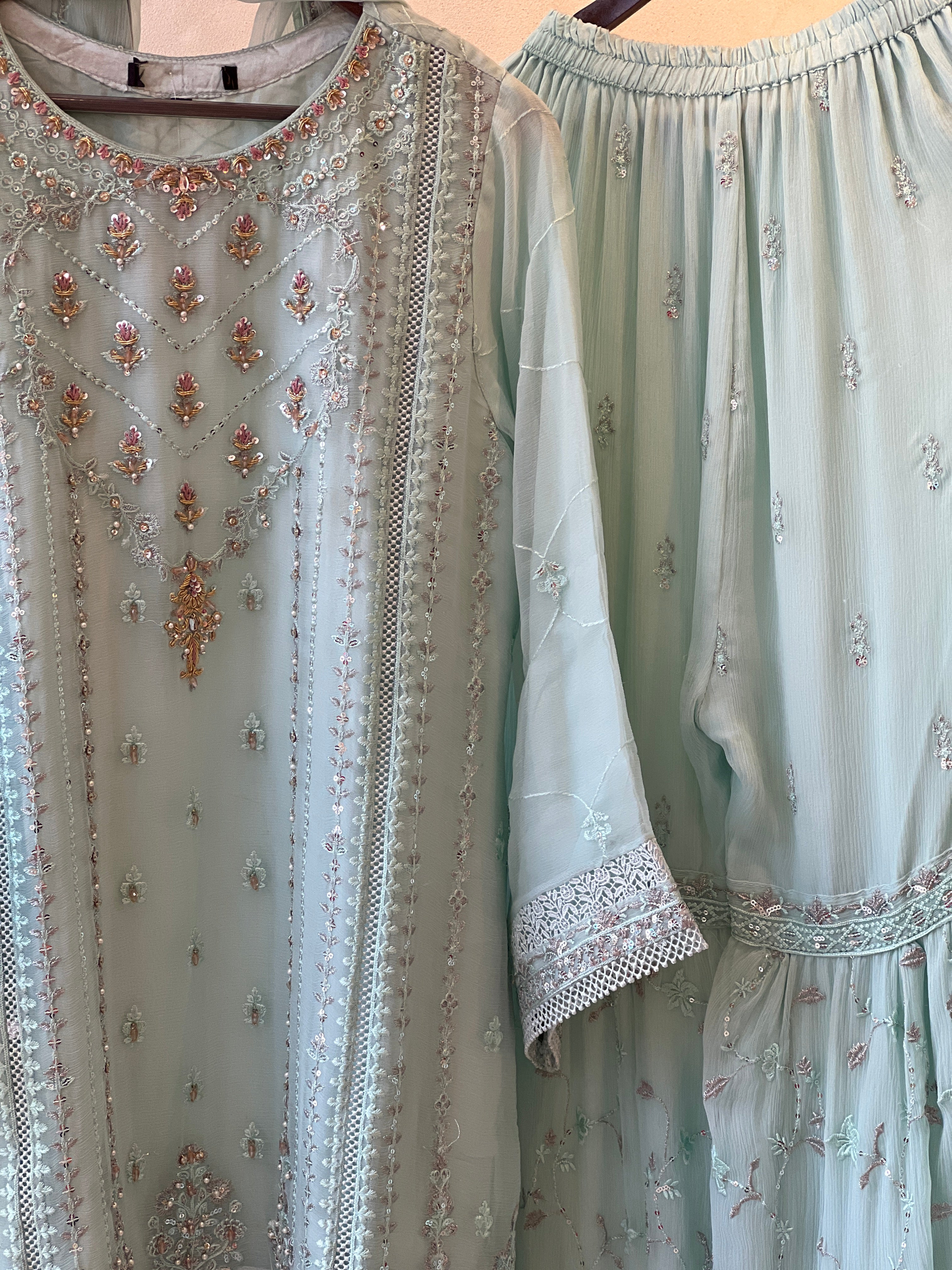 Agha Noor Formal Chiffon Sharara Ensemble