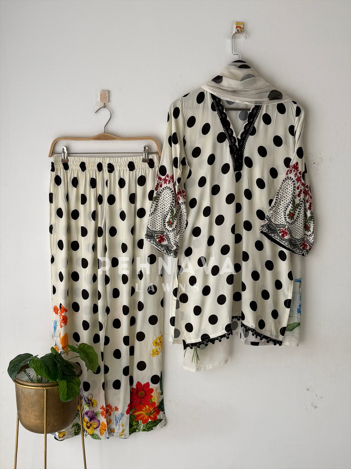 Rayon Polka Dot Printed Suit LRC 354
