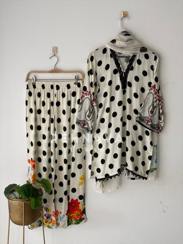 Rayon Polka Dot Printed Suit LRC 354