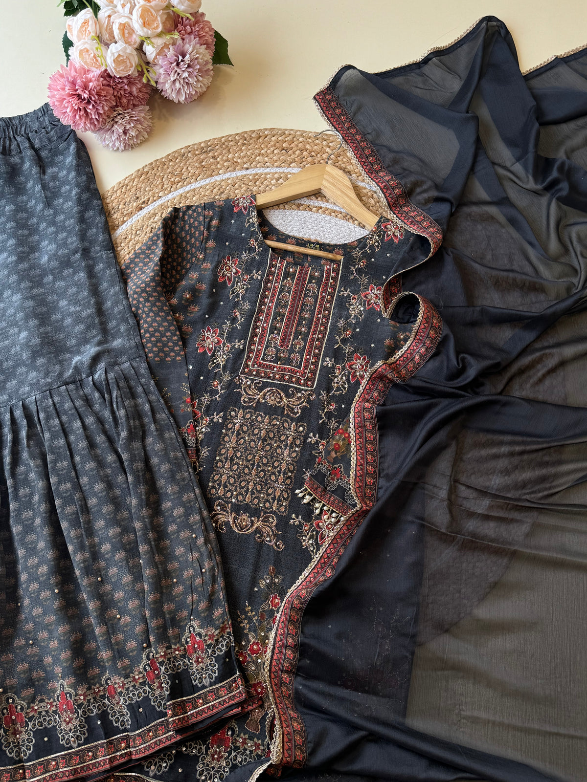 Crepe Rajwadi  suit with sharara-1