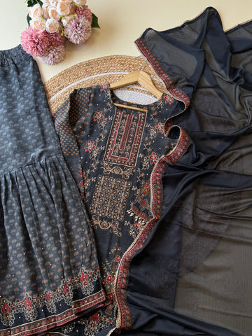 Crepe Rajwadi  suit with sharara-1