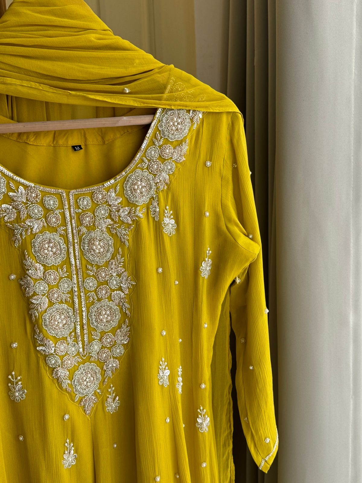 Handworked Chinnon Panel Cut Anarkali Suit