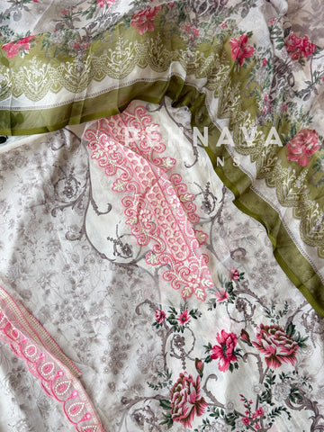 Signature Embroidered Unstitched Suit-1360