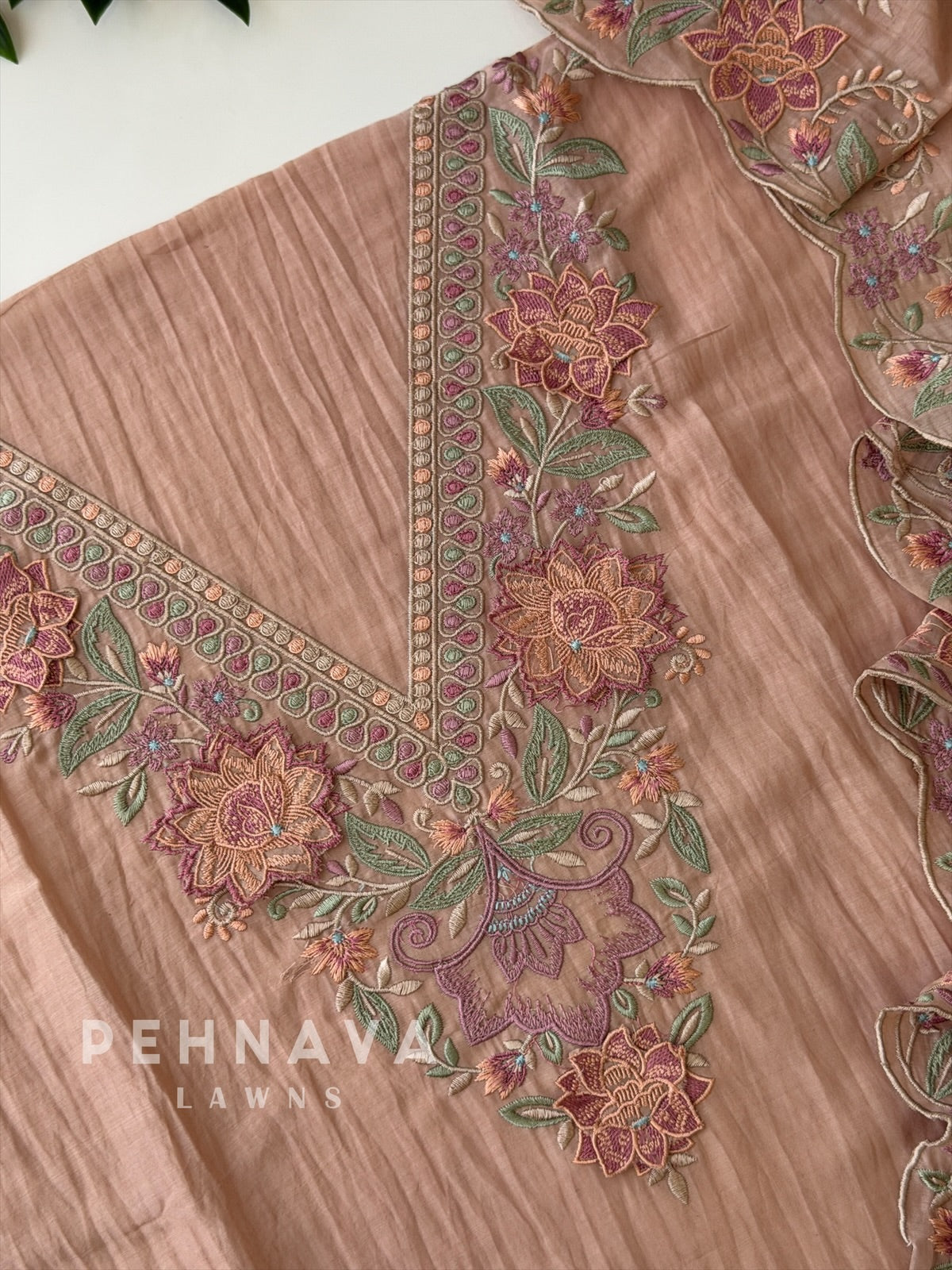 Chanderi Floral Embroidered Unstitched Suit 627