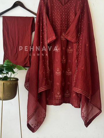 Premium Chanderi Handworked Ensemble-No.8 - Pehnava Lawns