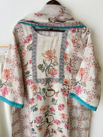 Floral Linen Ensemble-13443 - Pehnava Lawns