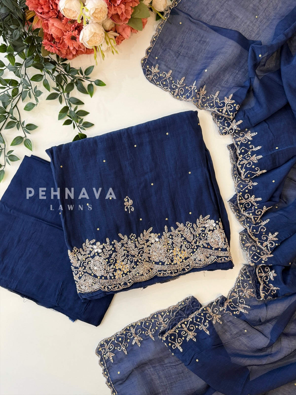 Chanderi Handworked Unstitched Suit-18566