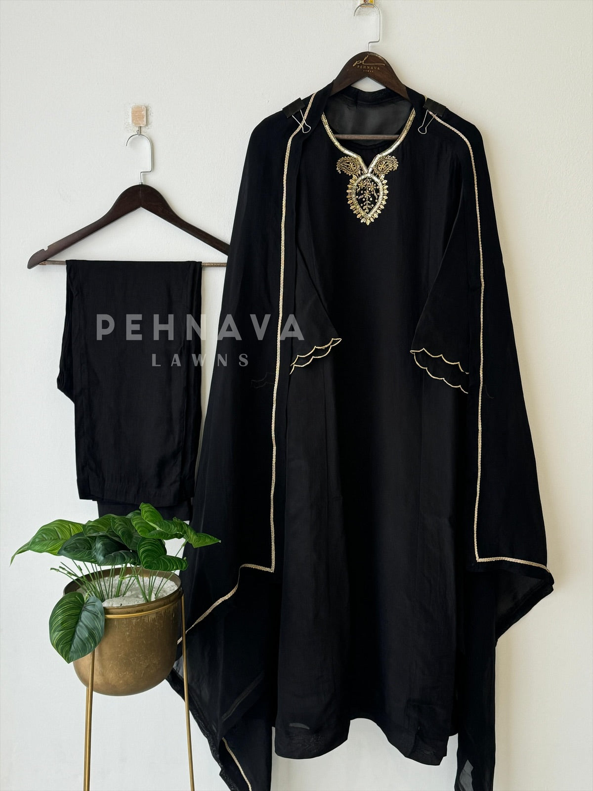 A-Line Embroidered Suit-2453 - Pehnava Lawns