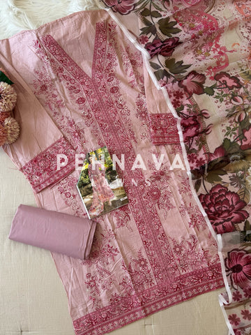 Cotton Embroidered Suit with dupatta option-3895