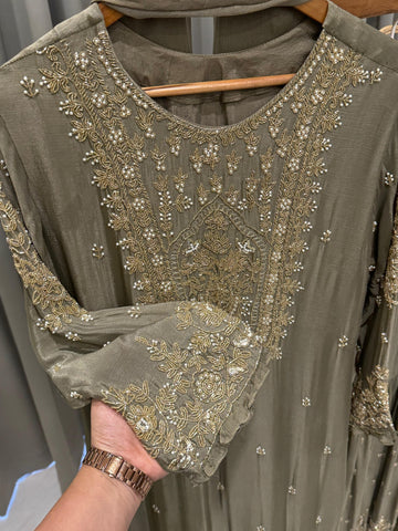Heavily Handworked Sharara with Pure Chiffon Dupata-6789
