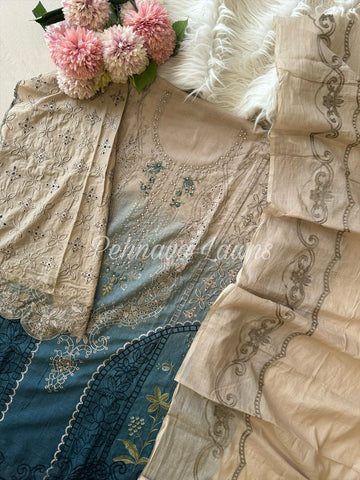 Cotton Embroidered Suit with Cotton Dupata