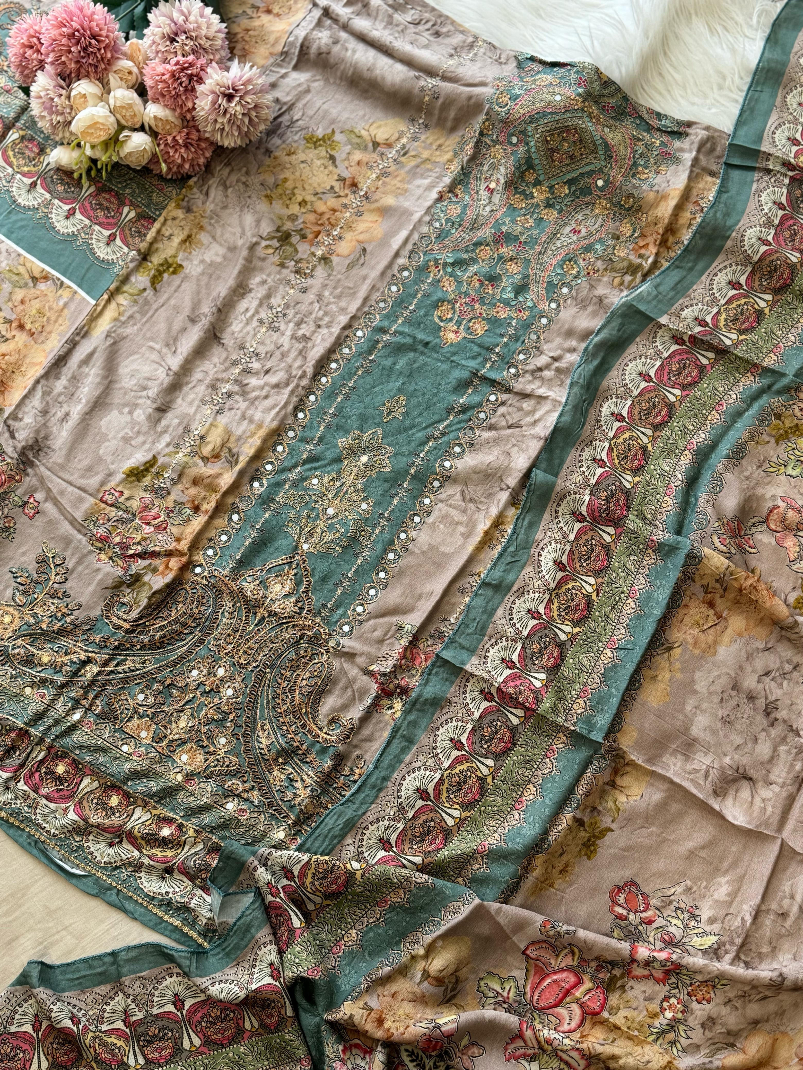 Dual Shade Muslin Suit-198
