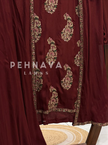 Premium Paisley Embellished Four-Piece Ensemble  1225