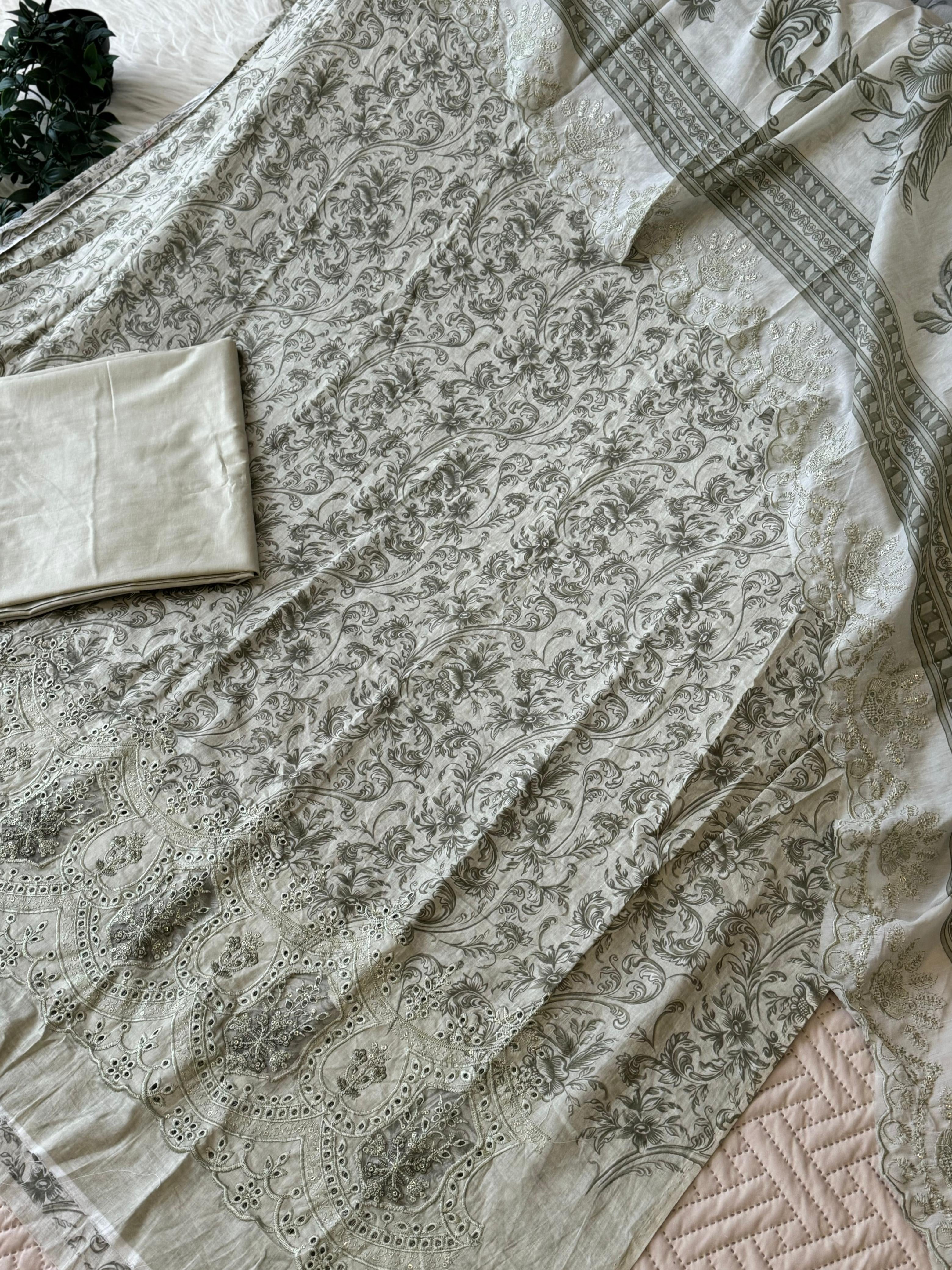 Cotton Embroidered Suit Ft. Cotton Dupata-1