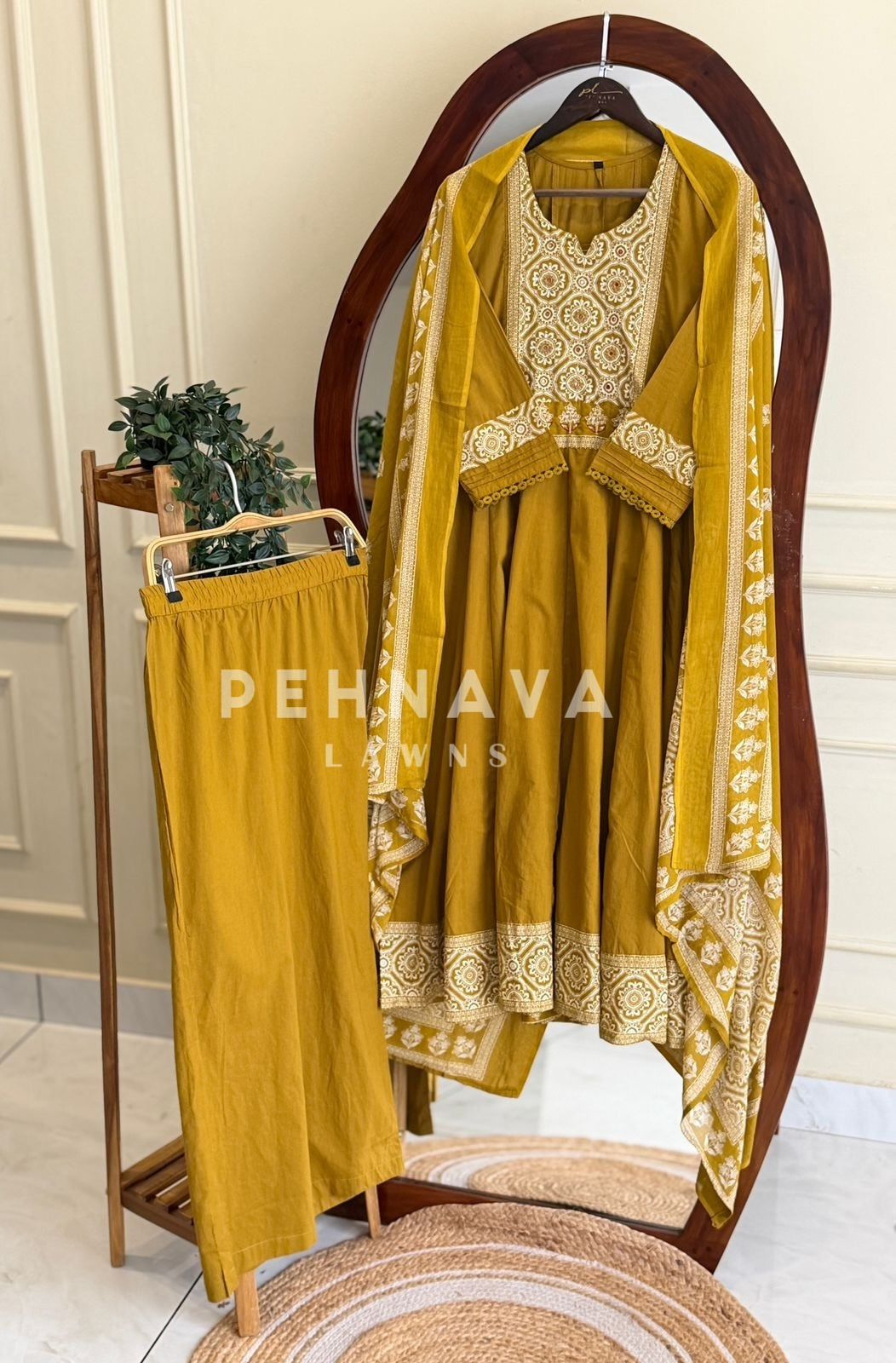 Embroidered Yoke with Mirror Work Detail