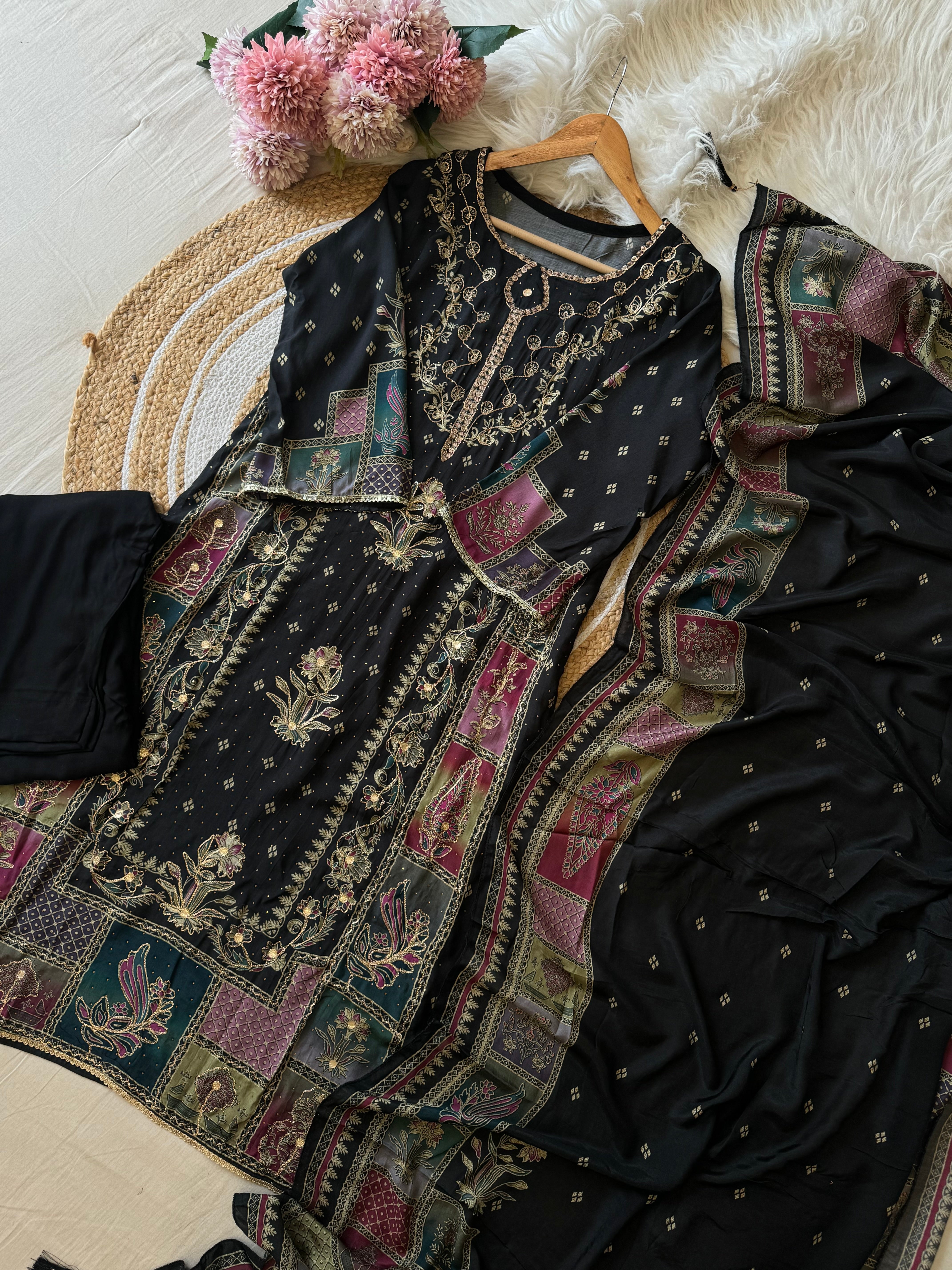 Comfy Muslin Suit with aari work-149