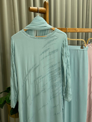 Handworked chinnon Suit with Bell sleeves -7002