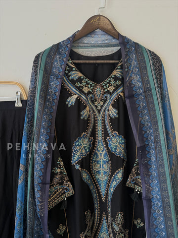 Floral Embroidered Rayon Suit