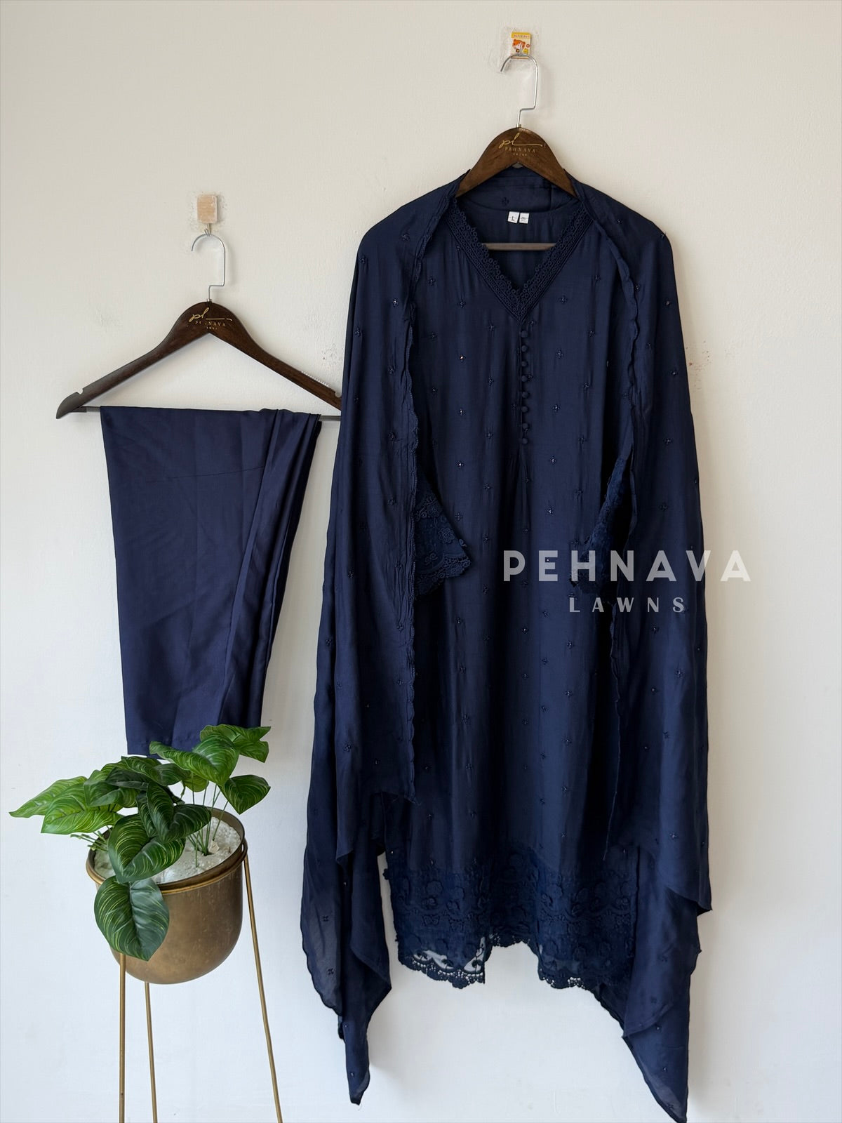Lace‑Trimmed Embroidered Ensemble