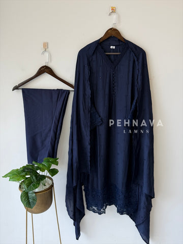 Lace‑Trimmed Embroidered Ensemble