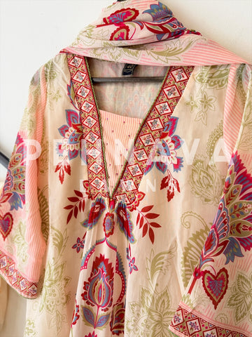 Cotton A-line Printed suit-4173