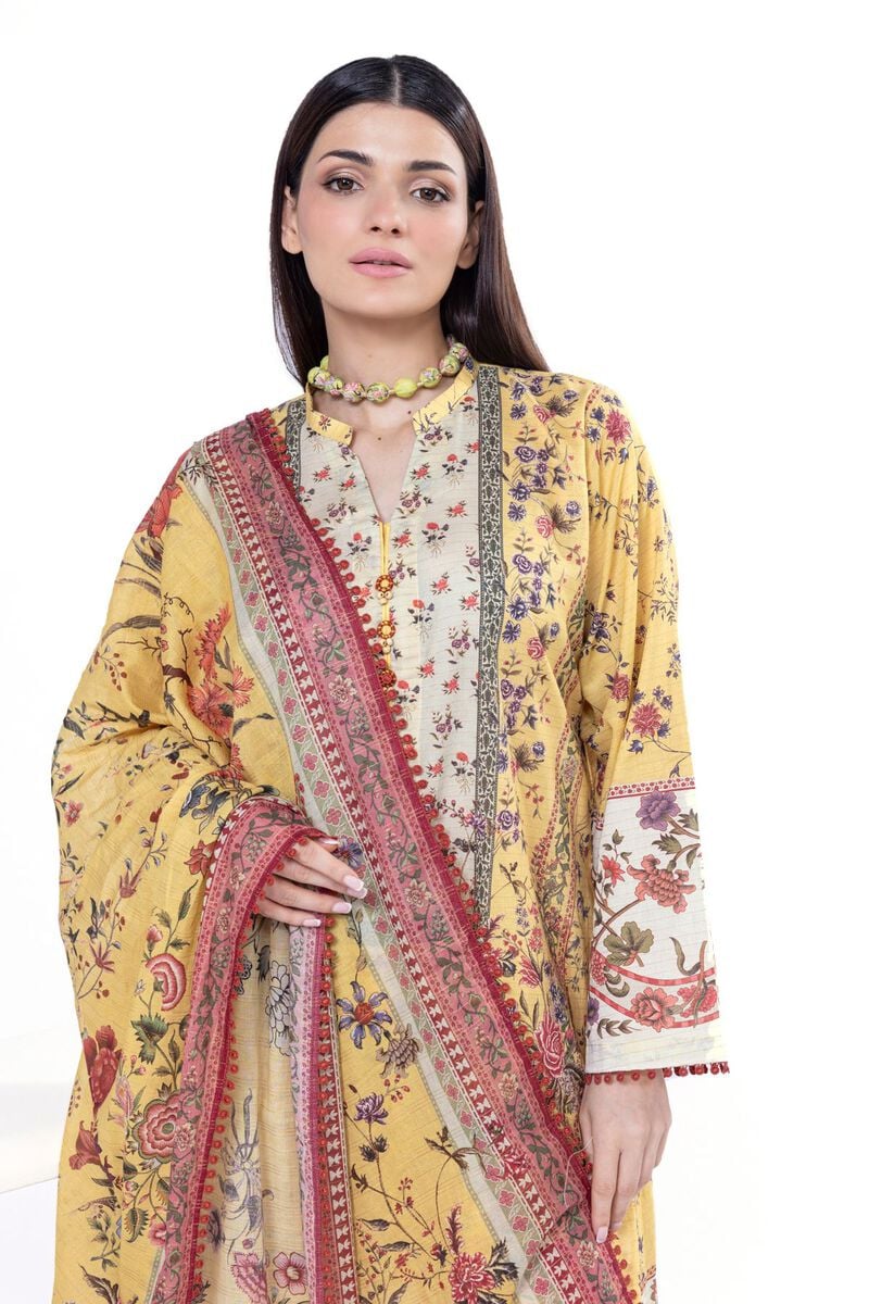 Khaadi Unstitched embroidered Lawn suit-0101